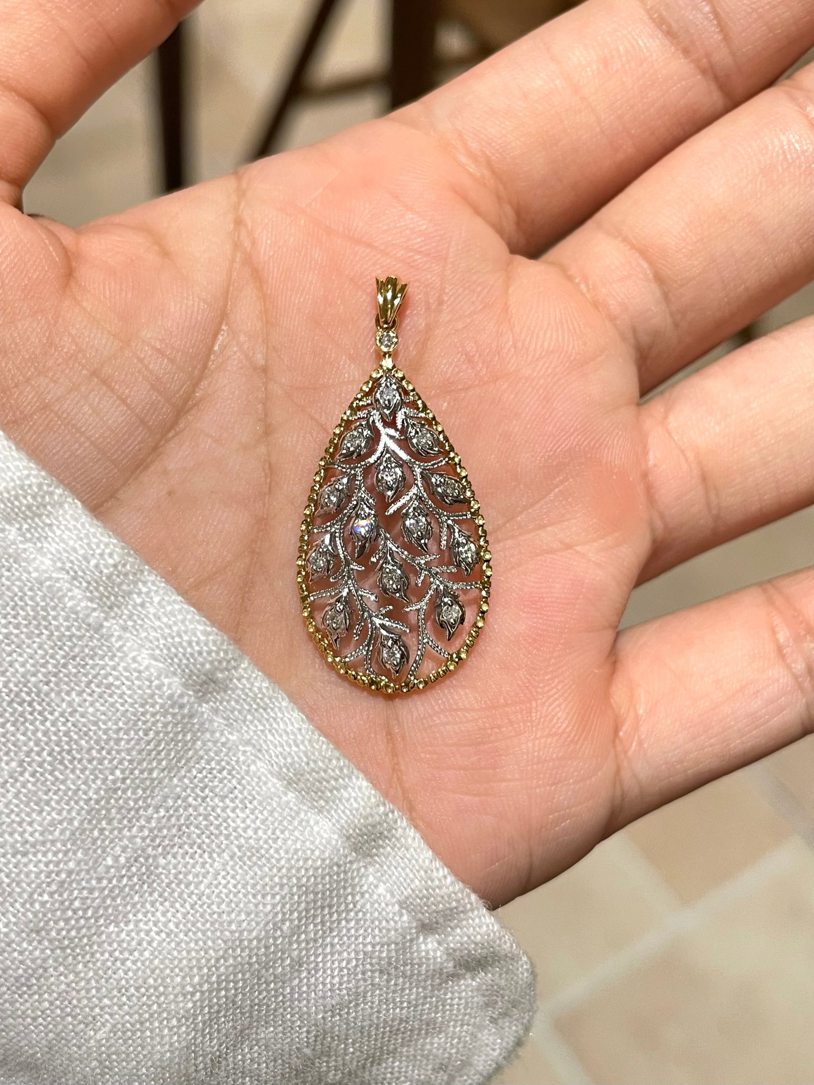 14k Gold 0.2 Ct Natural H Diamond Pendant( Without Chain ) - 2
