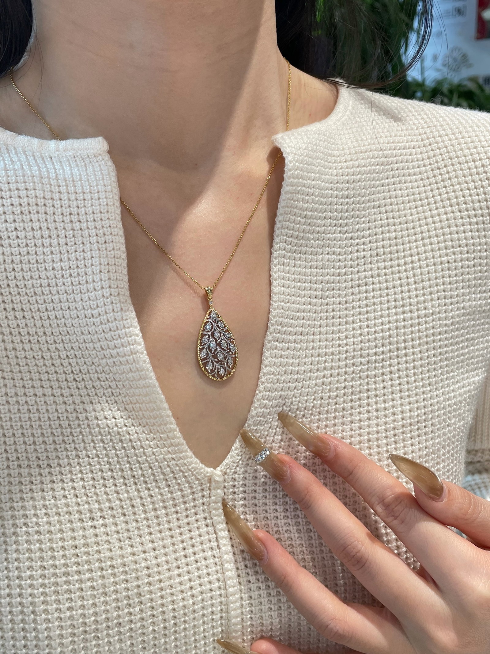 14k Gold 0.2 Ct Natural H Diamond Pendant( Without Chain ) - 3
