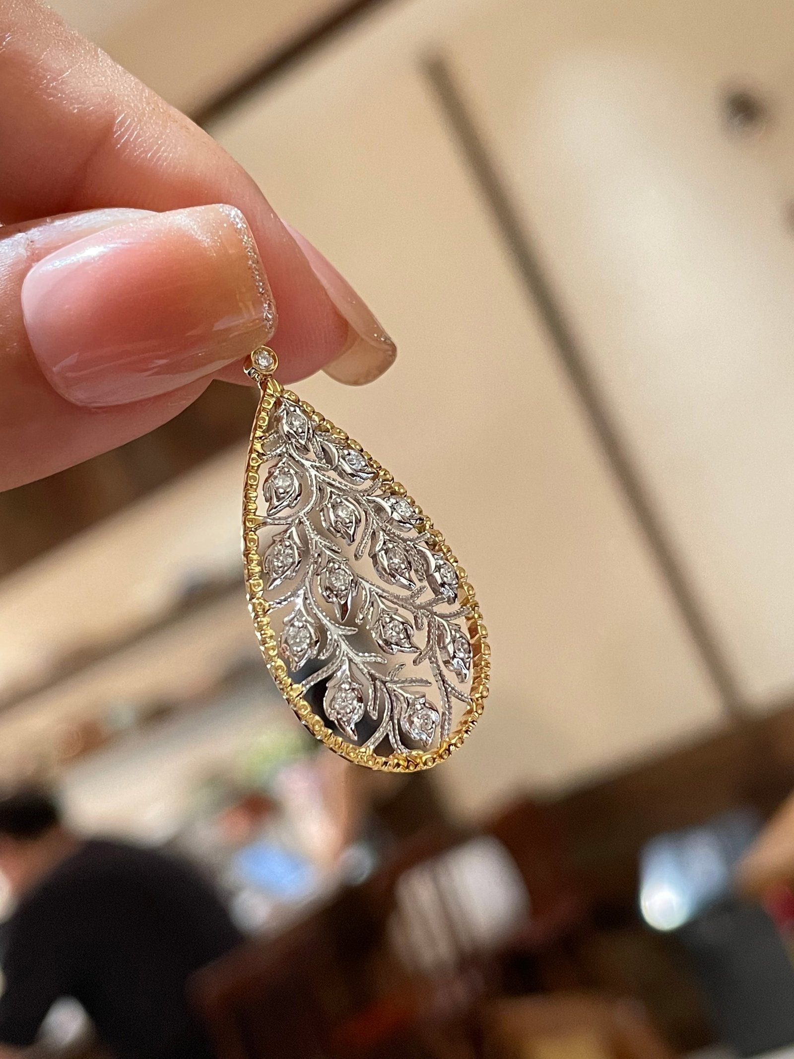 14k Gold 0.2 Ct Natural H Diamond Pendant( Without Chain ) - 4