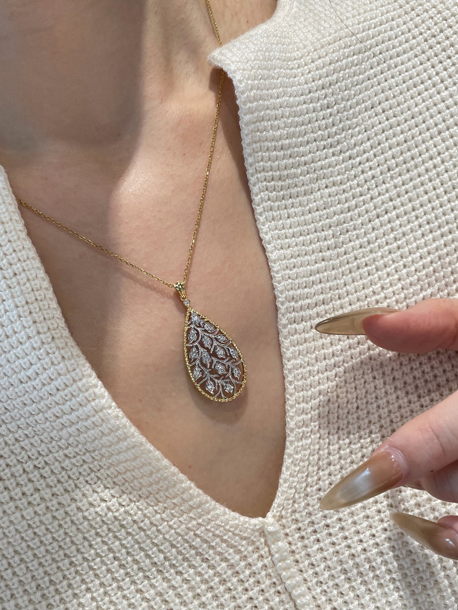 14k Gold 0.2 Ct Natural H Diamond Pendant( Without Chain ) - 5