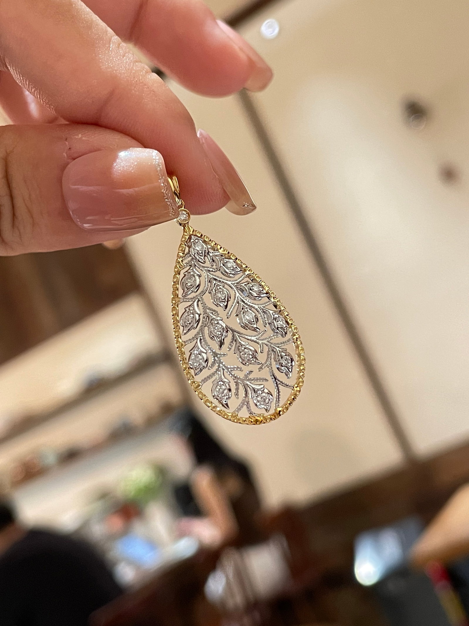 14k Gold 0.2 Ct Natural H Diamond Pendant( Without Chain ) - 6