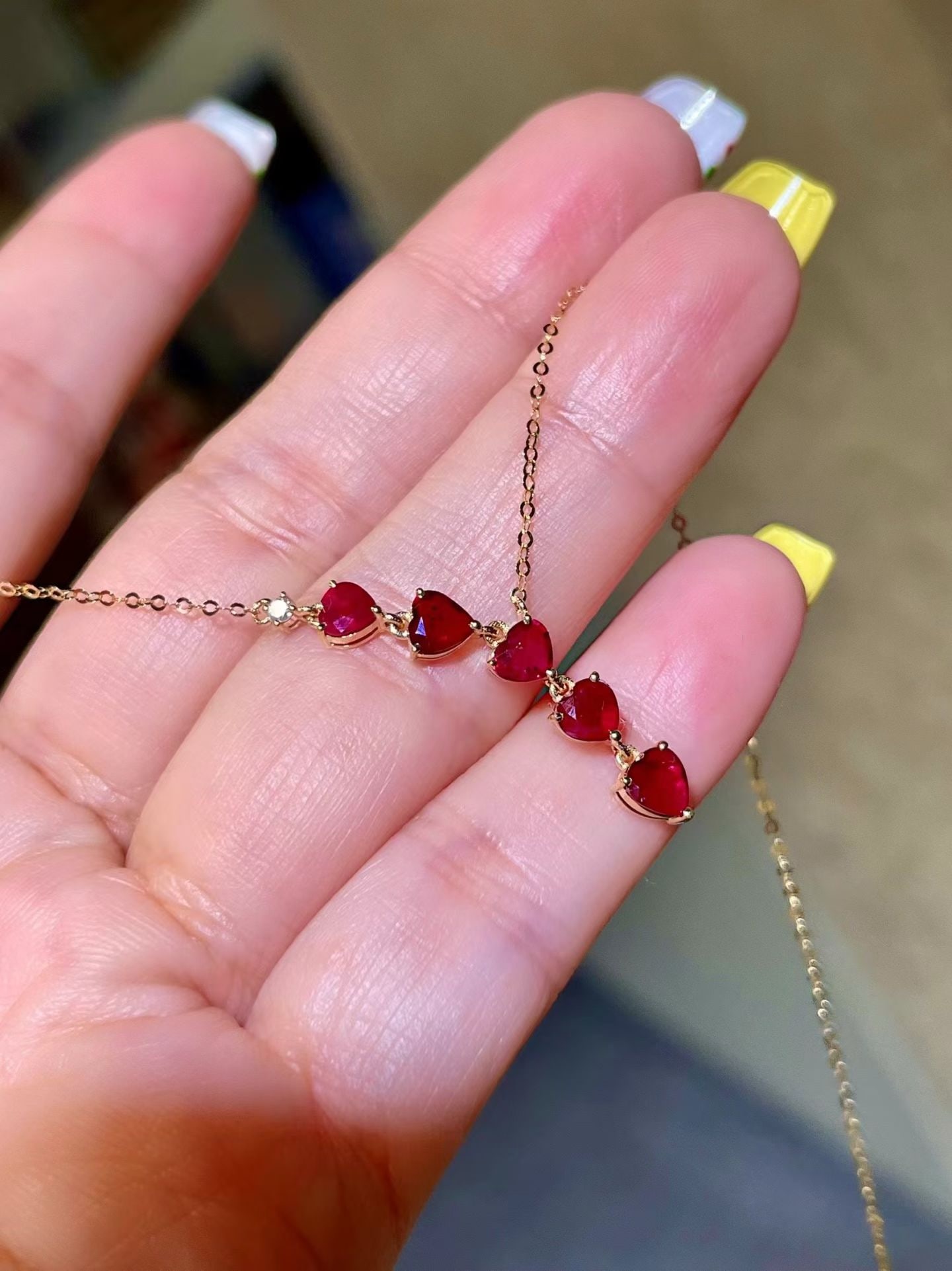 14k Gold 1.60 Ct Natural Ruby & Diamond Necklace - 2
