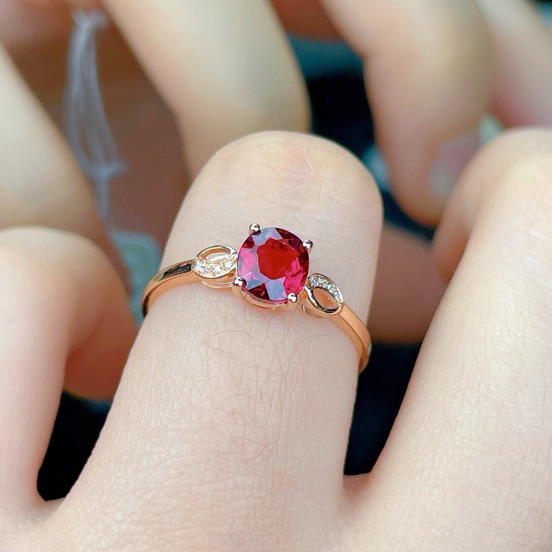 14k Gold 0.95 Ct Natural Tourmaline & Diamond Ring - 3