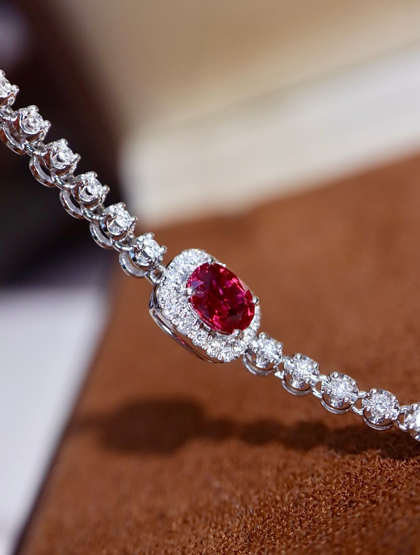 14k Gold 0.76 Ctw Natural Ruby & Diamond Bracelet - 2