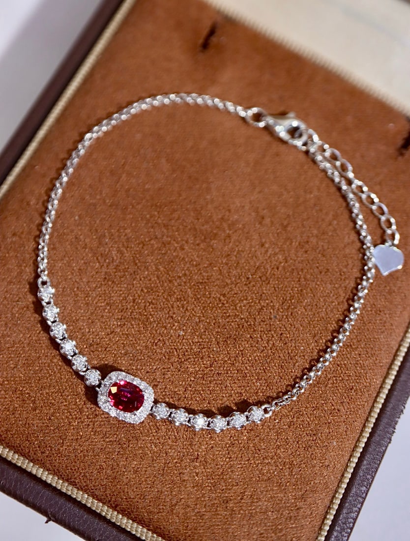 14k Gold 0.76 Ctw Natural Ruby & Diamond Bracelet - 4