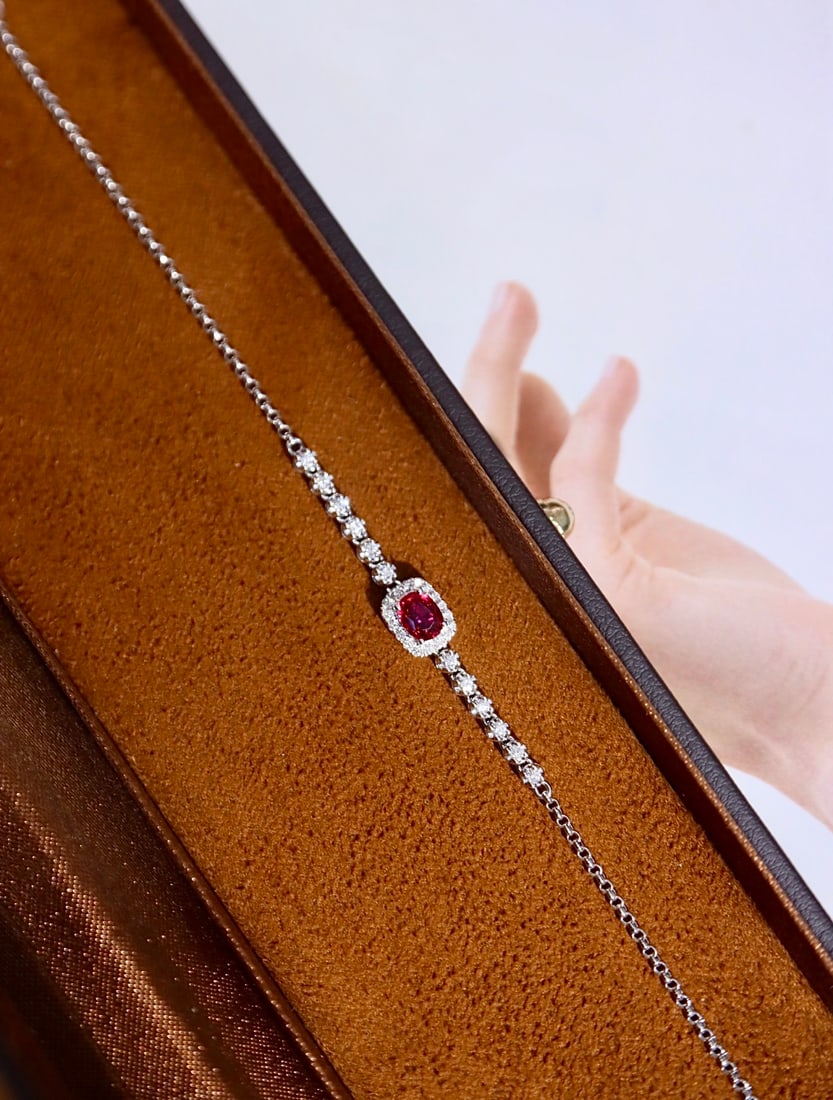 14k Gold 0.76 Ctw Natural Ruby & Diamond Bracelet - 5