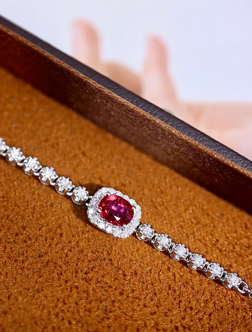14k Gold 0.76 Ctw Natural Ruby & Diamond Bracelet - 6
