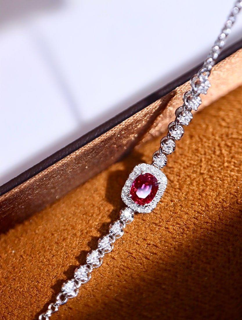 14k Gold 0.76 Ctw Natural Ruby & Diamond Bracelet - 7