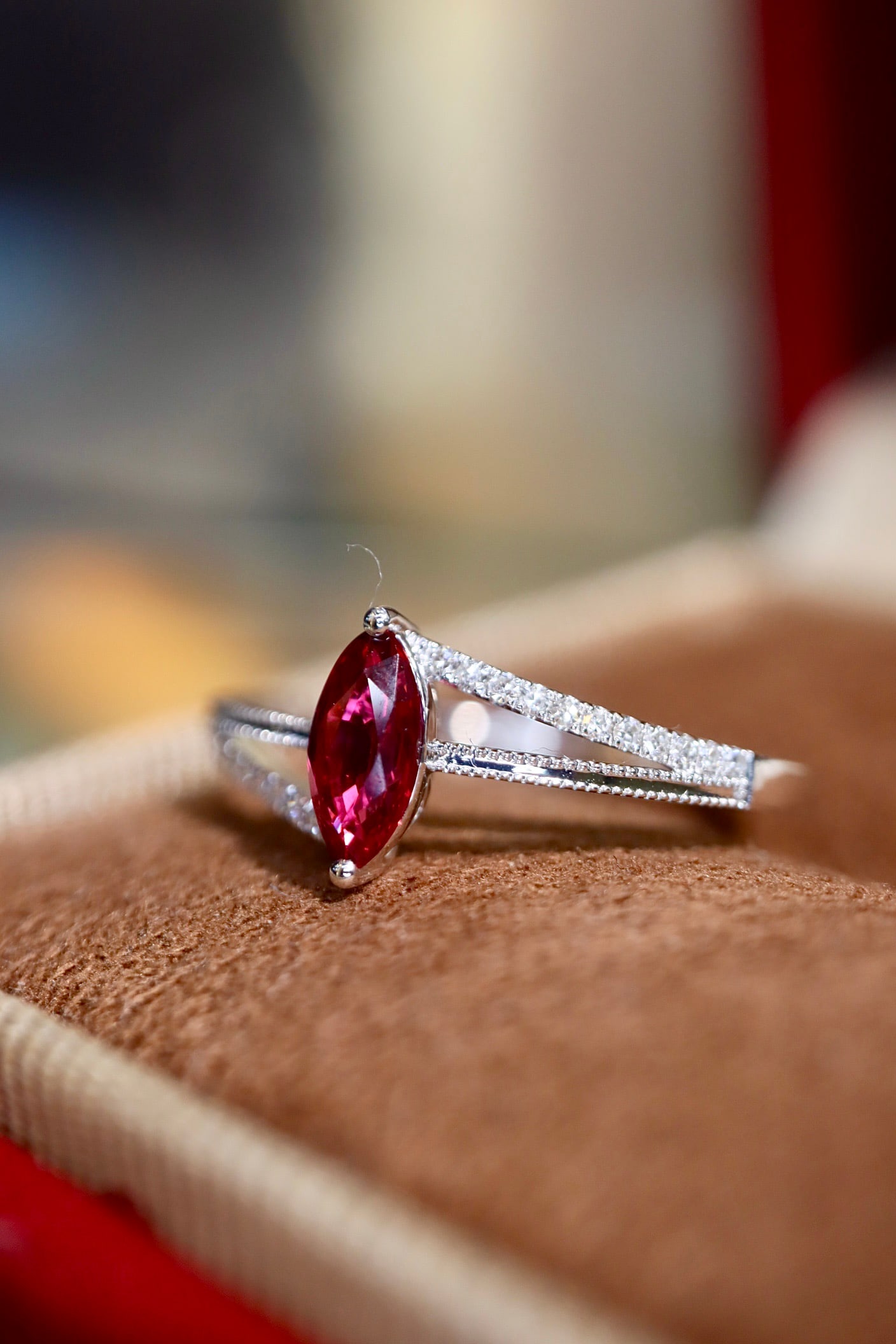 14k Gold 0.47 Ctw Natural Ruby & Diamond Ring - 7