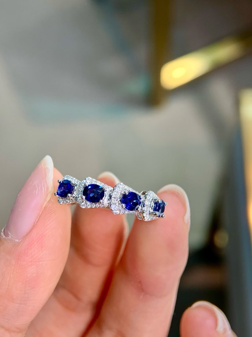 14k Gold 1.47 Ctw Natural Sapphire & Diamond Ring - 2