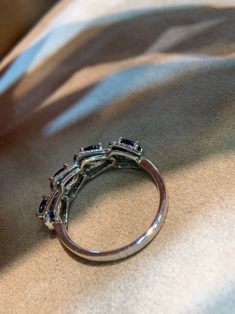 14k Gold 1.47 Ctw Natural Sapphire & Diamond Ring - 3