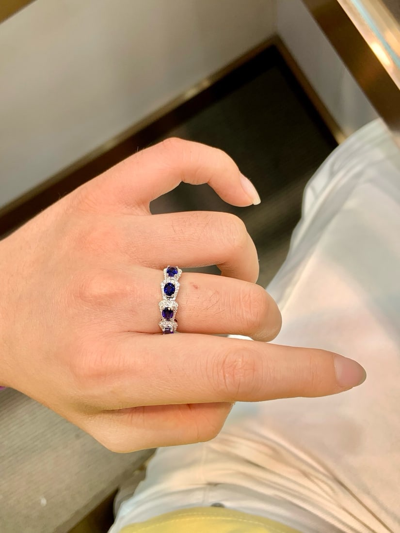 14k Gold 1.47 Ctw Natural Sapphire & Diamond Ring - 4