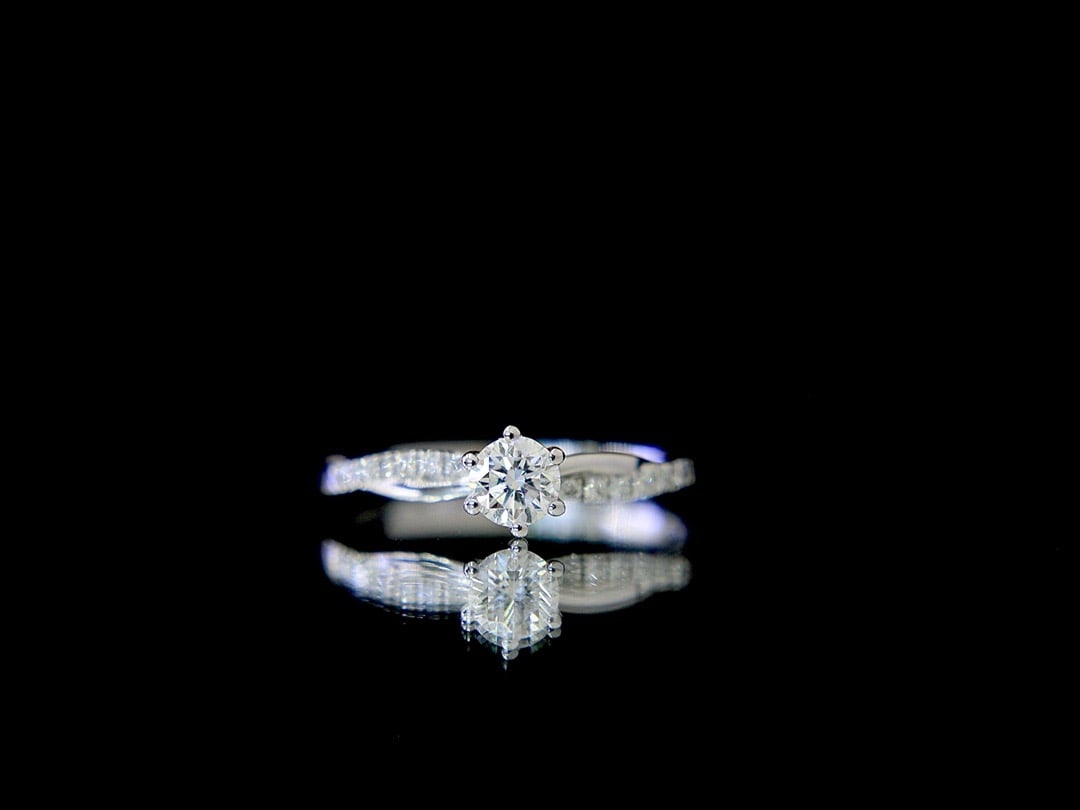 Gia Certified 14k Gold 0.37 Ctw Natural F Si1 3ex Round Diamond Ring - 2