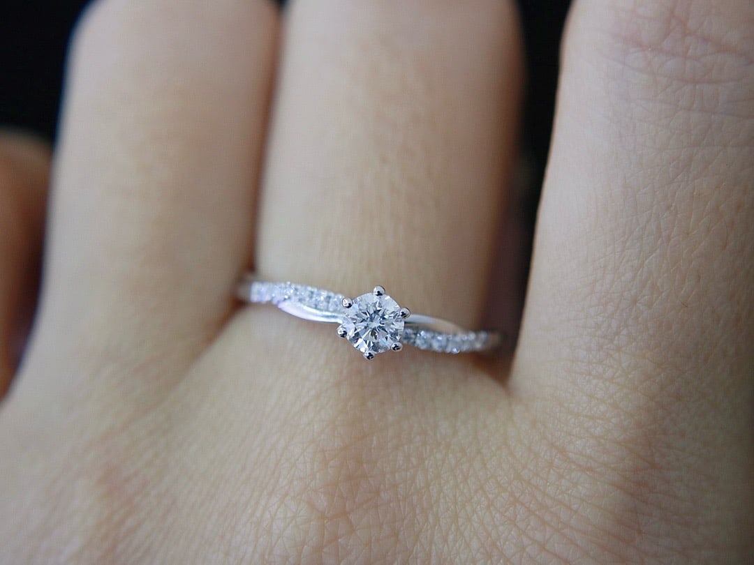 Gia Certified 14k Gold 0.37 Ctw Natural F Si1 3ex Round Diamond Ring - 6