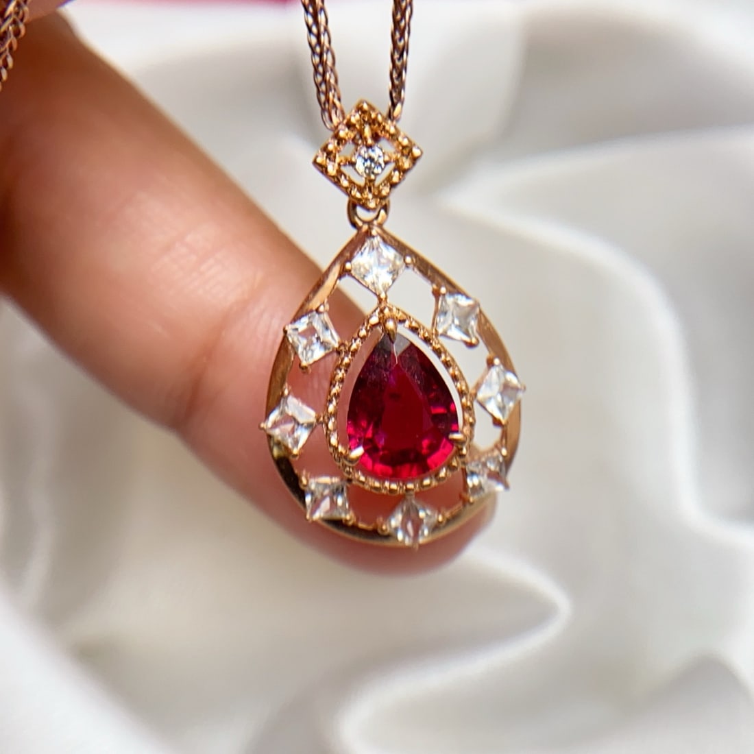 14k Gold 1.20 Ct Natural Tourmaline & Sapphire Pendant( Without Chain ) - 2