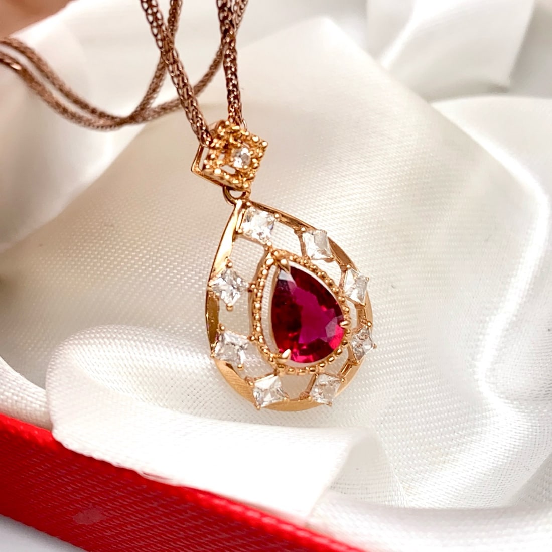 14k Gold 1.20 Ct Natural Tourmaline & Sapphire Pendant( Without Chain ) - 3