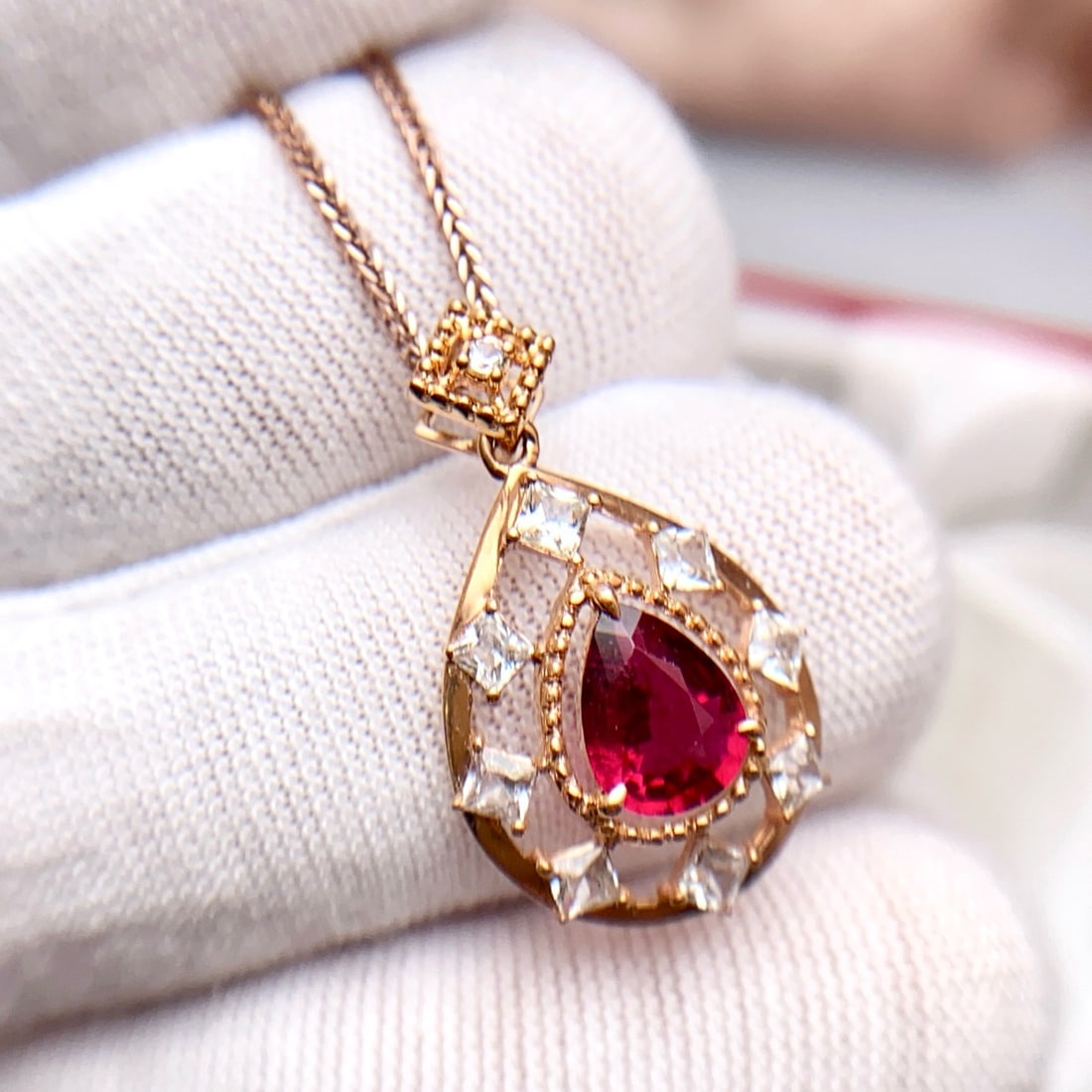 14k Gold 1.20 Ct Natural Tourmaline & Sapphire Pendant( Without Chain ) - 4