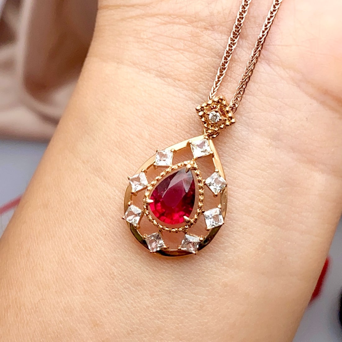 14k Gold 1.20 Ct Natural Tourmaline & Sapphire Pendant( Without Chain ) - 5
