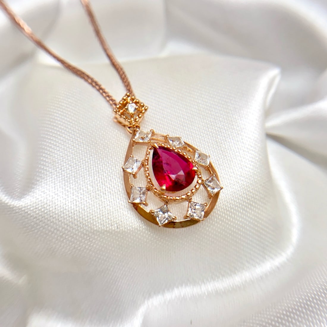 14k Gold 1.20 Ct Natural Tourmaline & Sapphire Pendant( Without Chain ) - 6