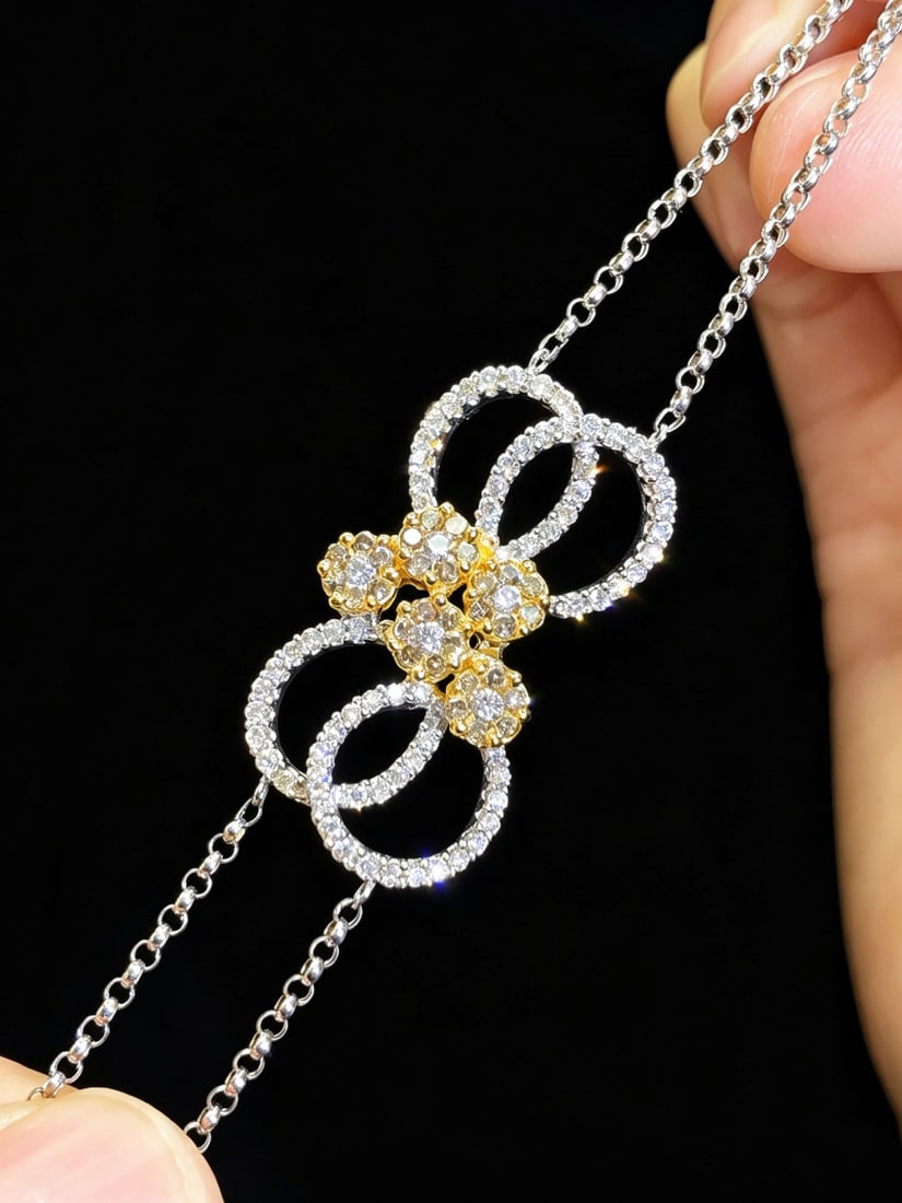 14k Gold 0.84 Ct Natural H Diamond Bracelet - 2