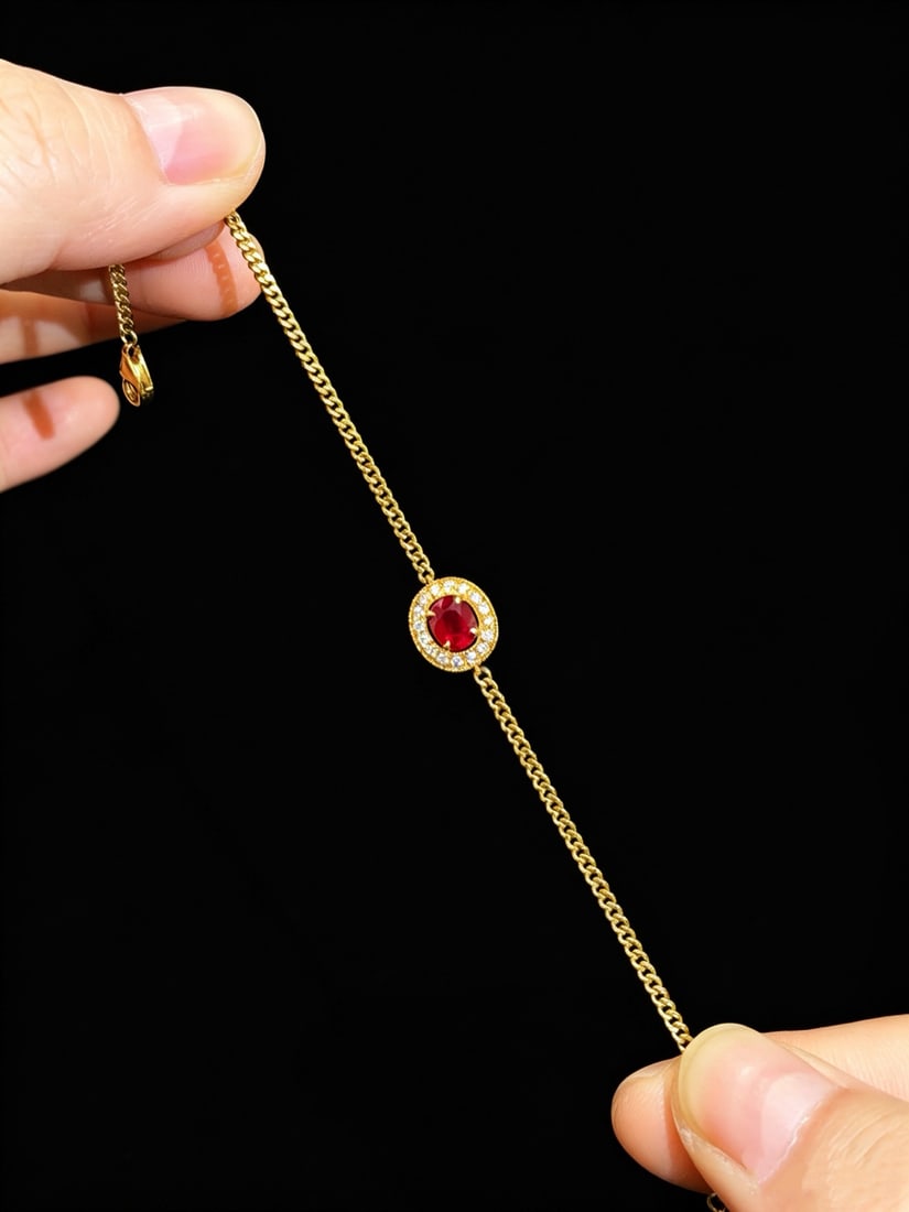 14k Gold 0.82 Ctw Natural Ruby & Diamond Bracelet - 2