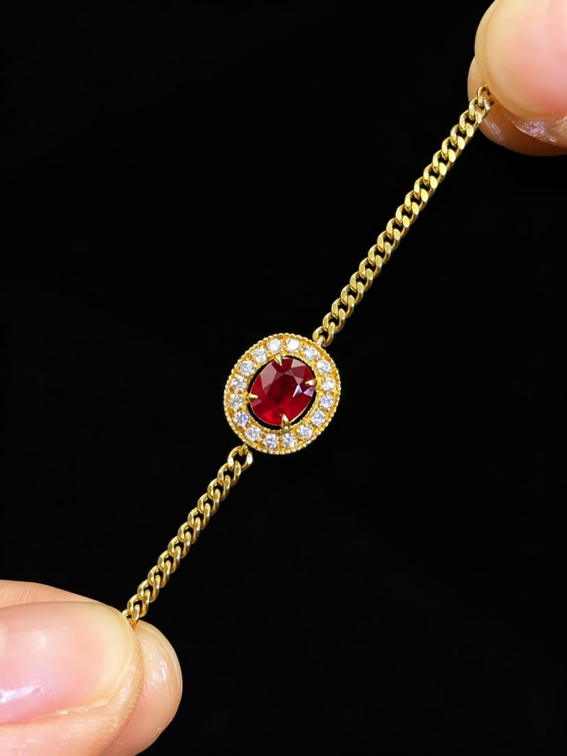 14k Gold 0.82 Ctw Natural Ruby & Diamond Bracelet - 3