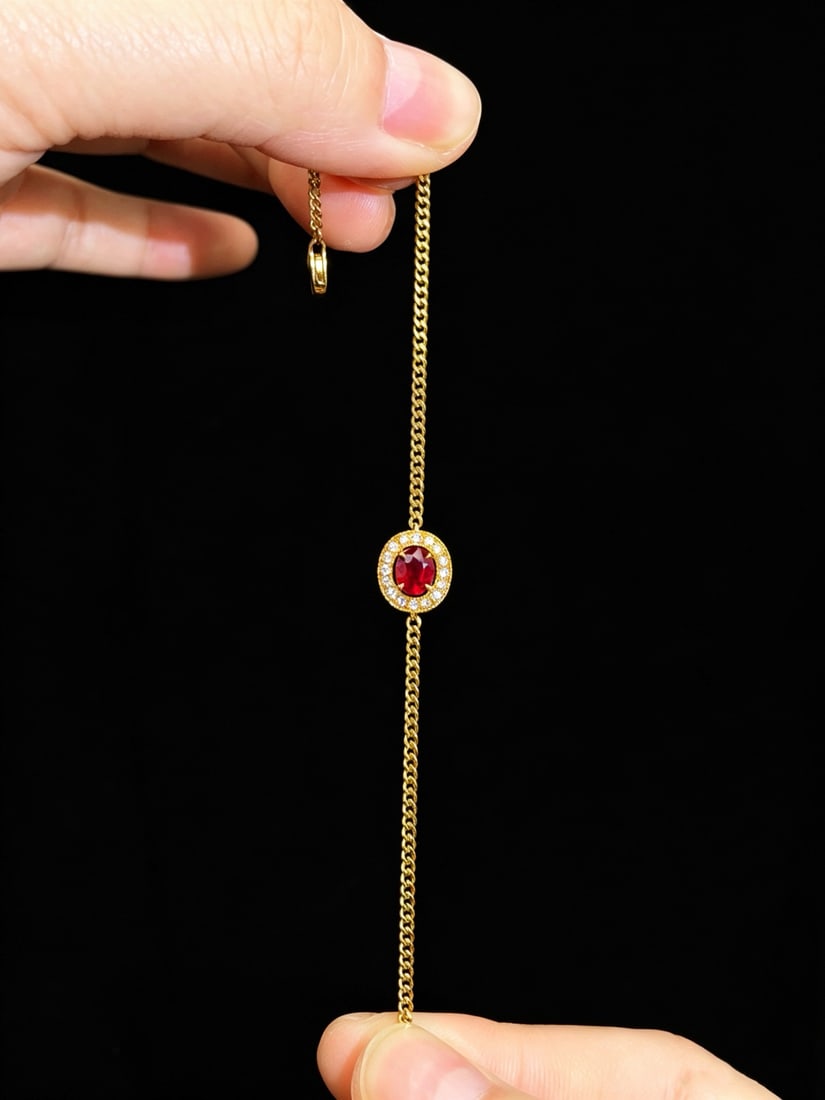 14k Gold 0.82 Ctw Natural Ruby & Diamond Bracelet - 6
