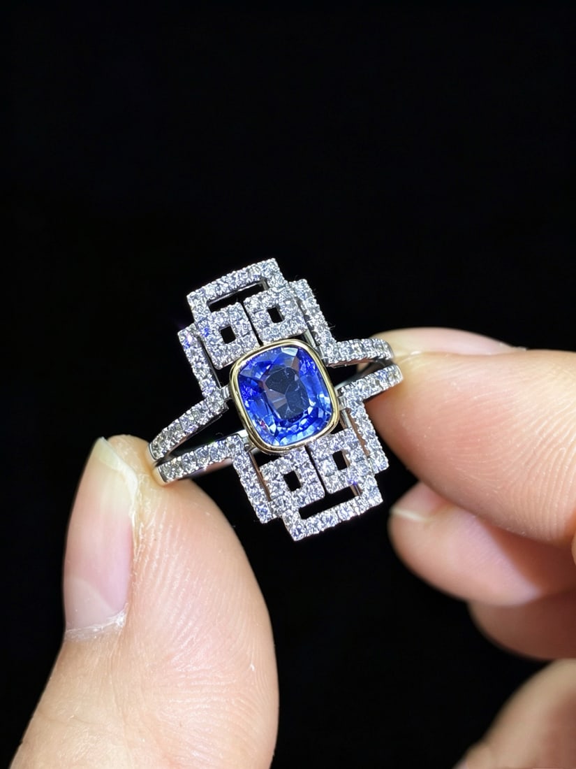 14k Gold 1.60 Ctw Natural Sapphire & Diamond Ring - 2