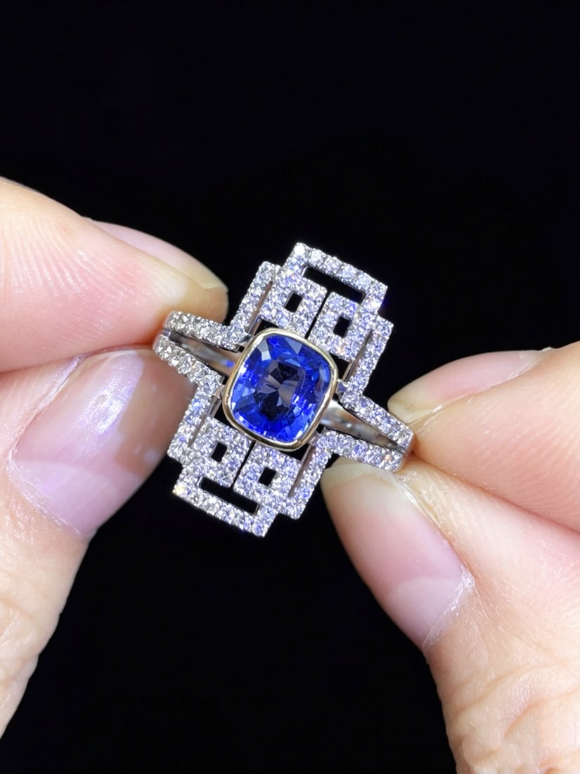 14k Gold 1.60 Ctw Natural Sapphire & Diamond Ring - 3