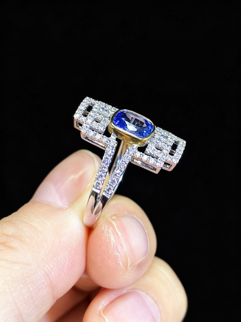 14k Gold 1.60 Ctw Natural Sapphire & Diamond Ring - 4