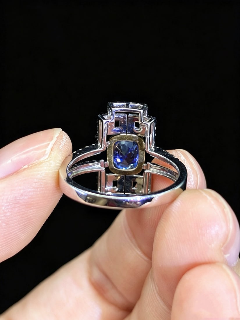 14k Gold 1.60 Ctw Natural Sapphire & Diamond Ring - 5