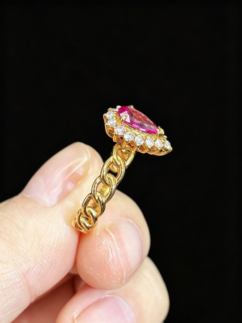 14k Gold 0.90 Ctw Natural Sapphire & Diamond Ring - 4