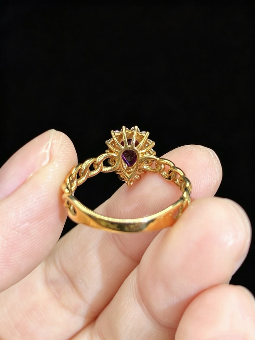 14k Gold 0.90 Ctw Natural Sapphire & Diamond Ring - 5