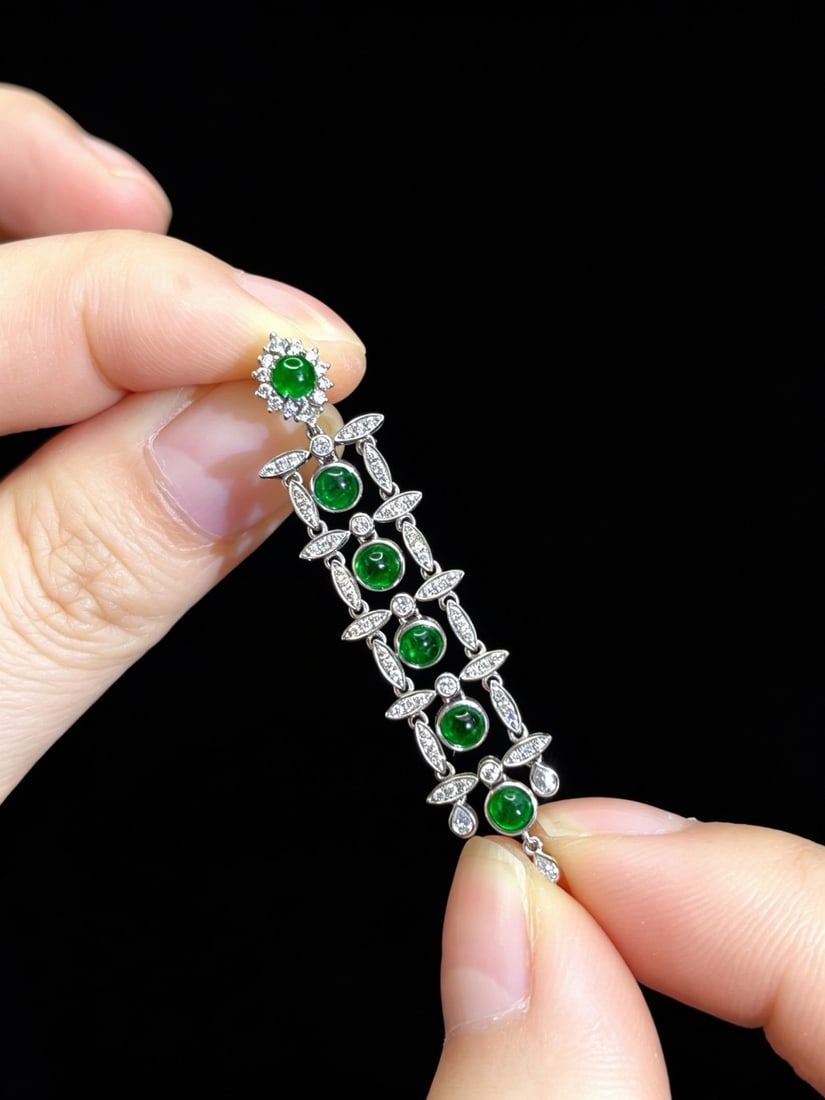 14k Gold 2.63 Ctw Vivid Green Natural Emerald & Diamond Earrings - 4