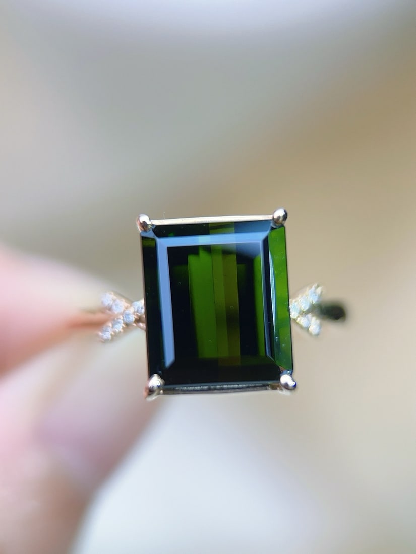 14k Gold 4.65 Ctw Natural Tourmaline & Diamond Ring - 2