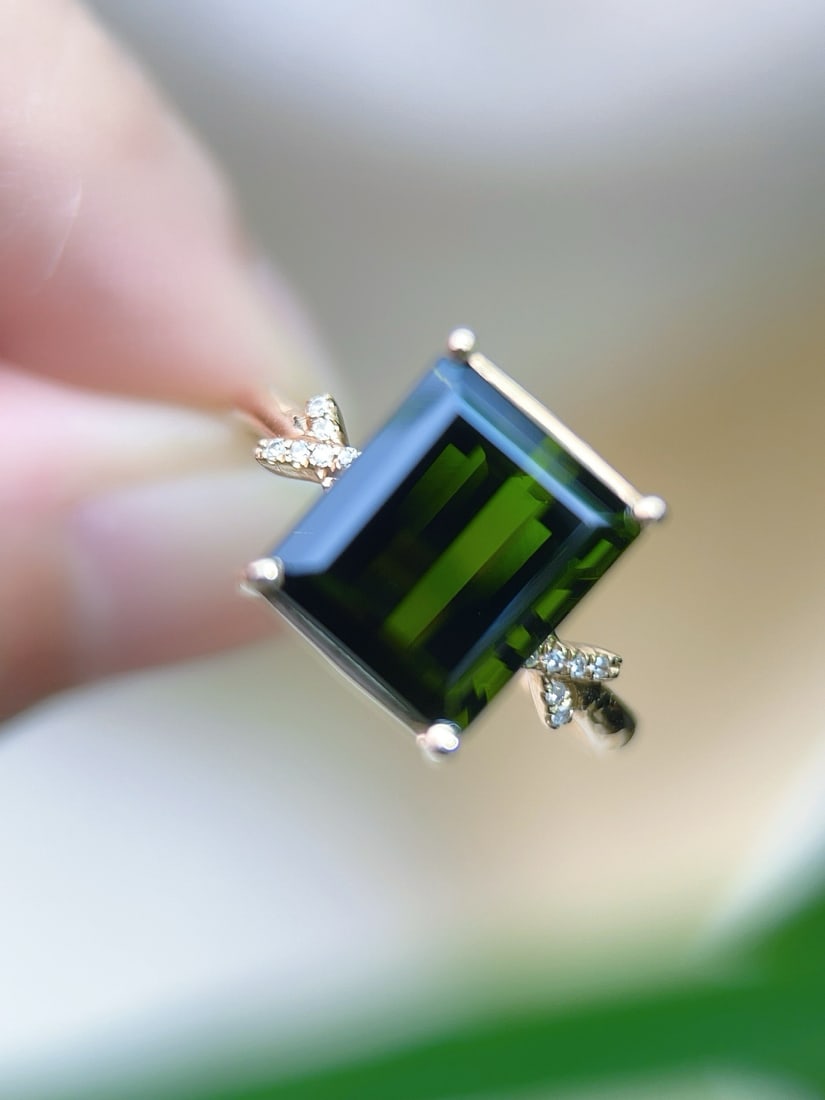 14k Gold 4.65 Ctw Natural Tourmaline & Diamond Ring - 3