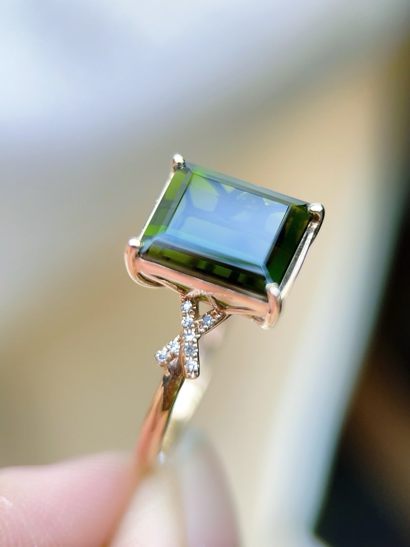 14k Gold 4.65 Ctw Natural Tourmaline & Diamond Ring - 5