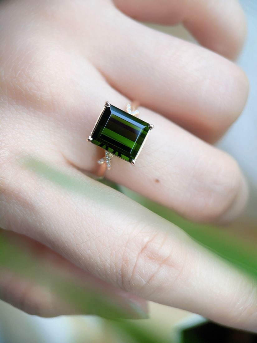 14k Gold 4.65 Ctw Natural Tourmaline & Diamond Ring - 6