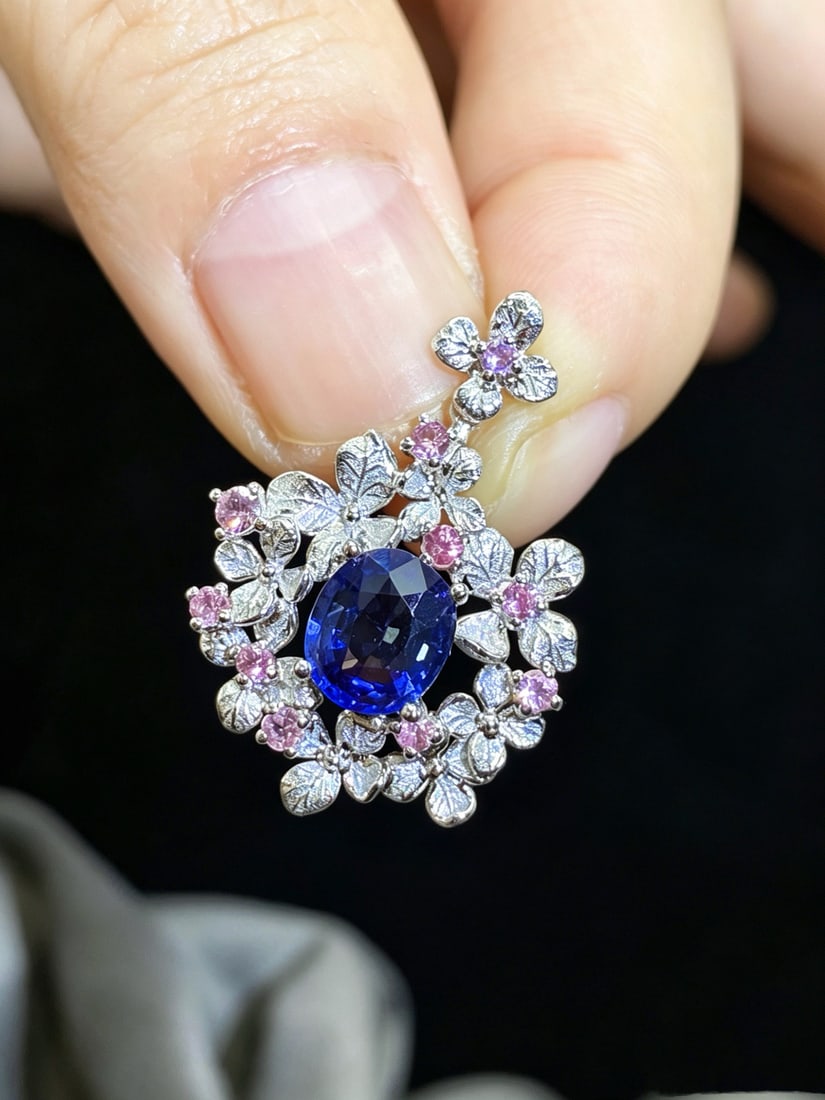 14k Gold 1.53 Ctw Natural Sapphire & Sapphire Pendant( Without Chain ) - 3
