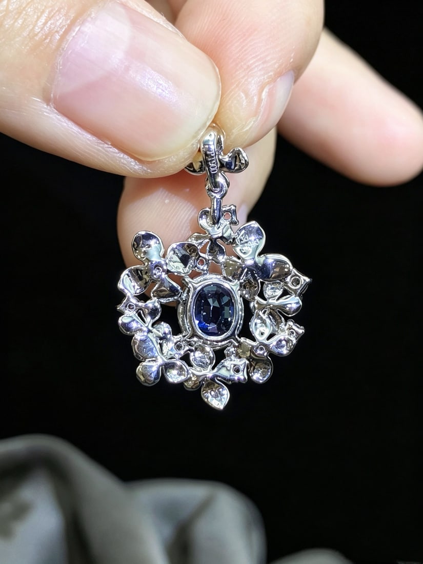 14k Gold 1.53 Ctw Natural Sapphire & Sapphire Pendant( Without Chain ) - 5