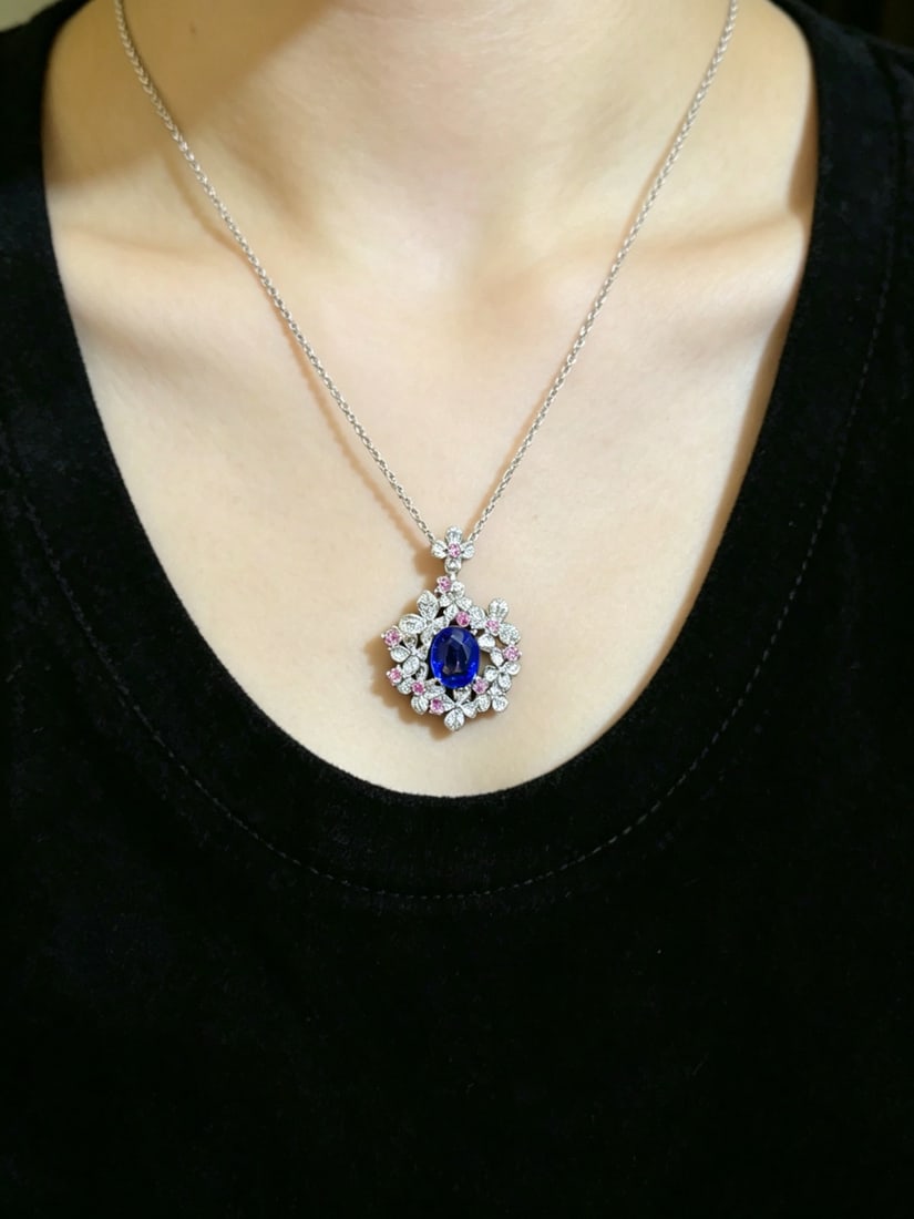 14k Gold 1.53 Ctw Natural Sapphire & Sapphire Pendant( Without Chain ) - 6