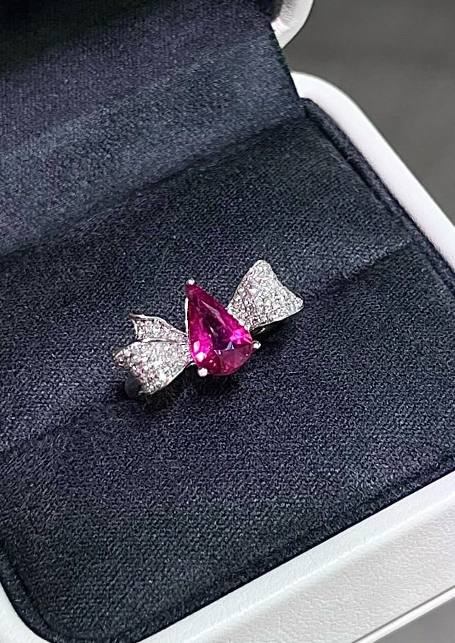 14k Gold 1.36 Ct Natural Tourmaline & Diamond Ring - 2