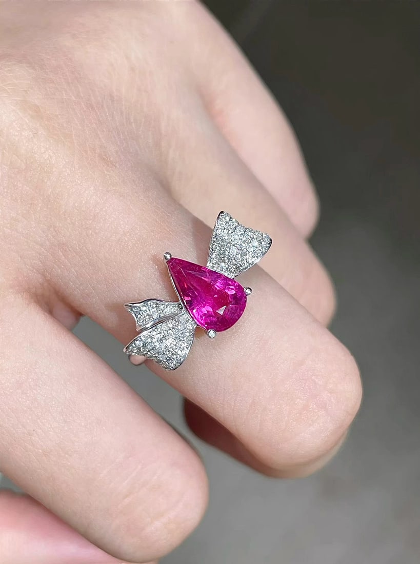 14k Gold 1.36 Ct Natural Tourmaline & Diamond Ring - 5