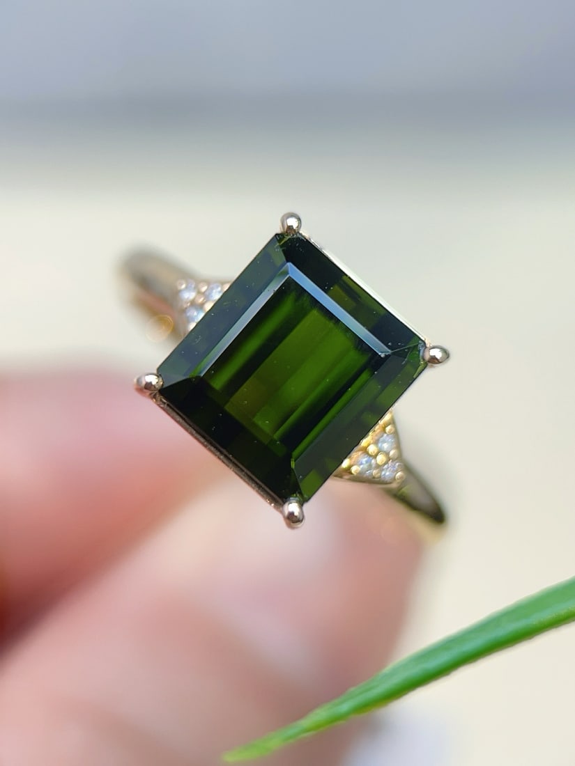 14k Gold 4.08 Ctw Natural Tourmaline & Diamond Ring - 4