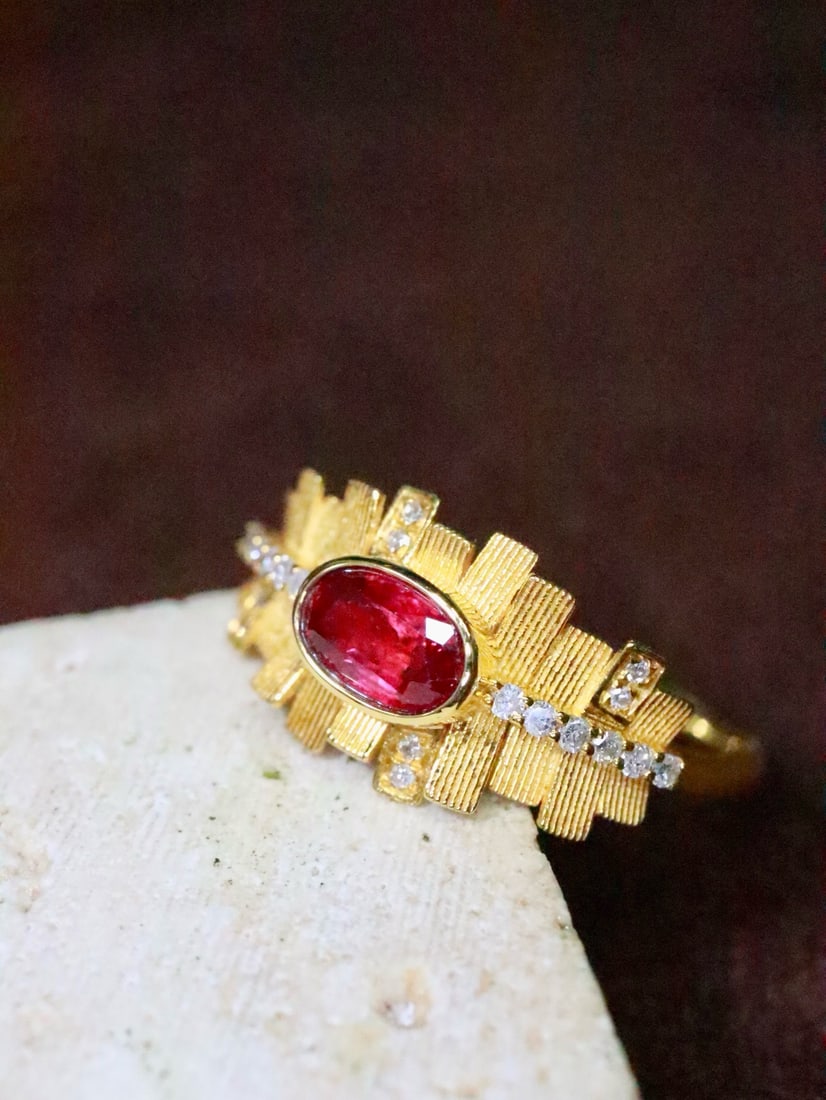 14k Gold 0.71 Ctw Natural Ruby & Diamond Ring - 2
