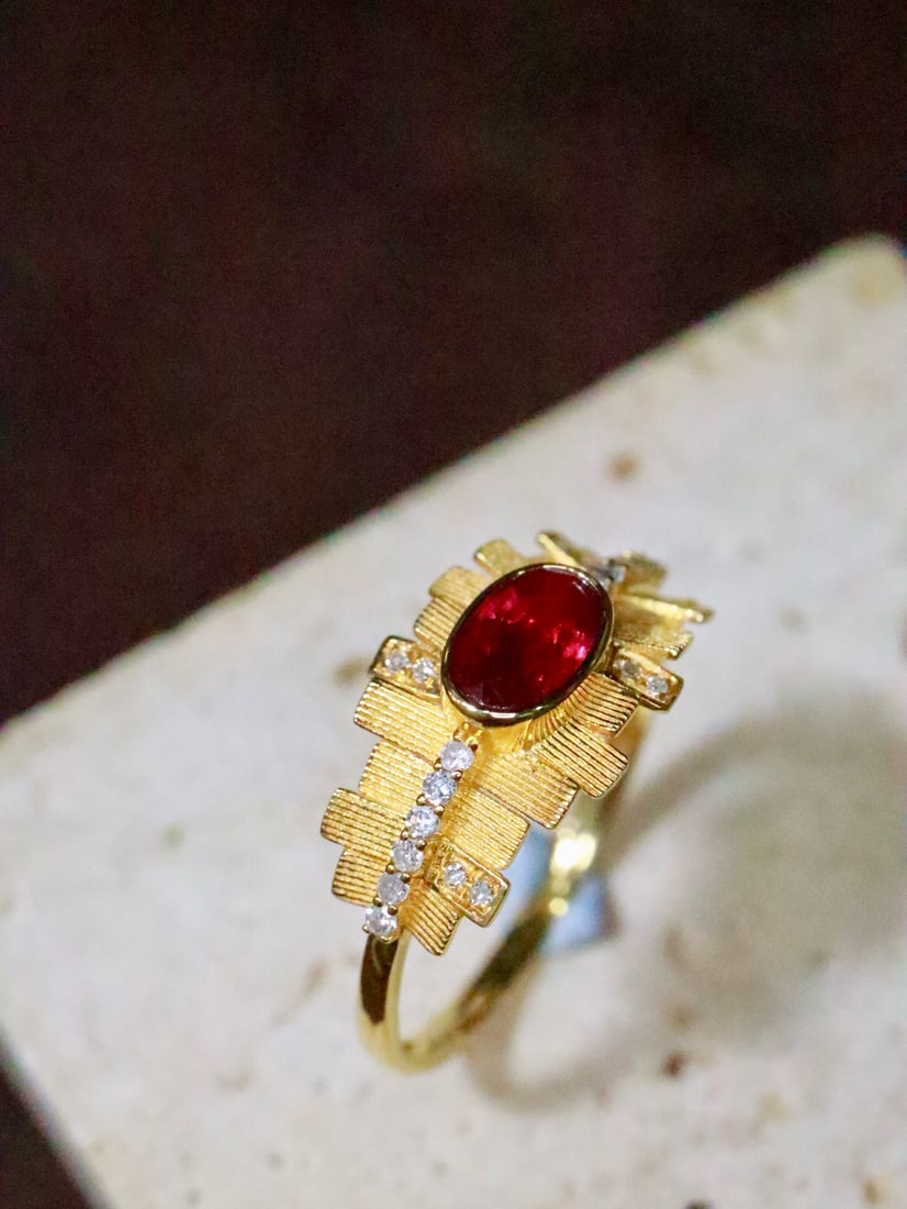 14k Gold 0.71 Ctw Natural Ruby & Diamond Ring - 3