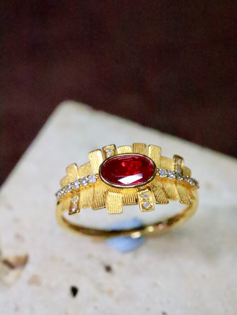14k Gold 0.71 Ctw Natural Ruby & Diamond Ring - 4