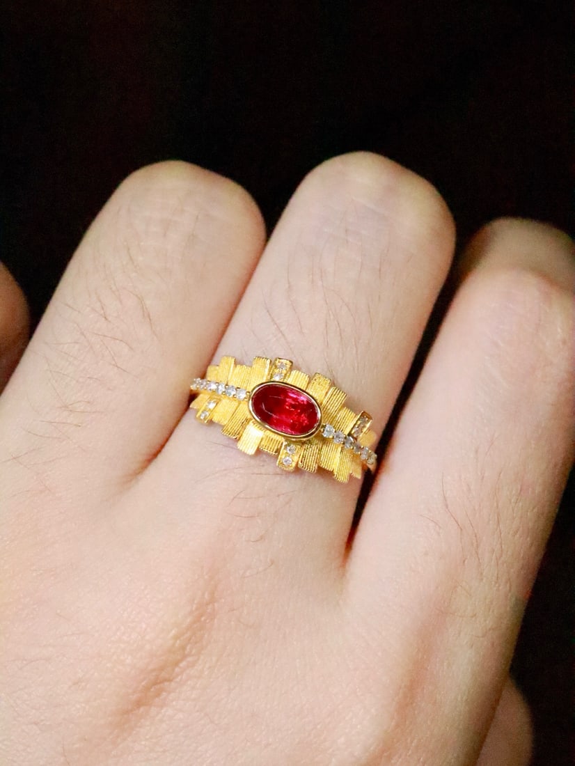 14k Gold 0.71 Ctw Natural Ruby & Diamond Ring - 5