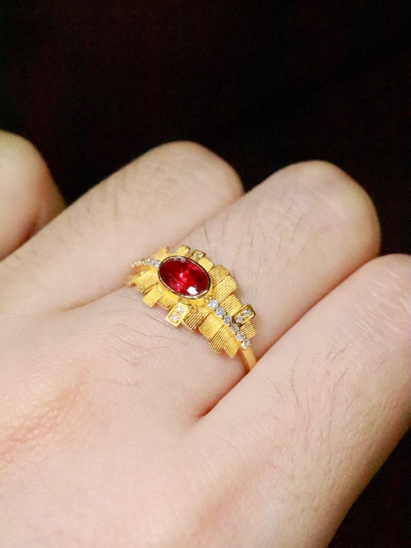 14k Gold 0.71 Ctw Natural Ruby & Diamond Ring - 6