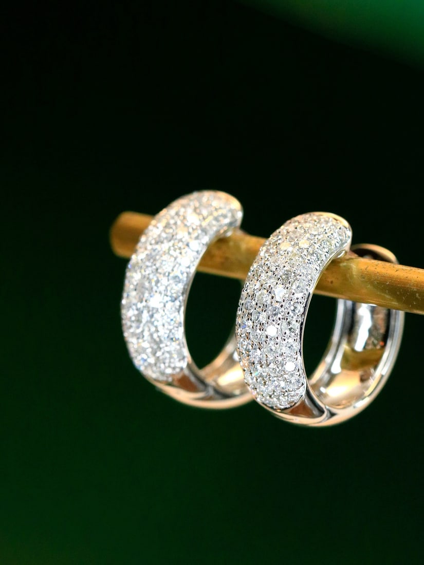14k Gold 0.85 Ct Natural H Diamond Earrings - 2
